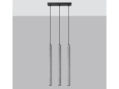 Sollux Lighting Lámpara Suspendida-Lámparas colgantes Brill moderno de concreto - 3 fuentes luminosas 3000K - L.30 x A.110 cm - Gris