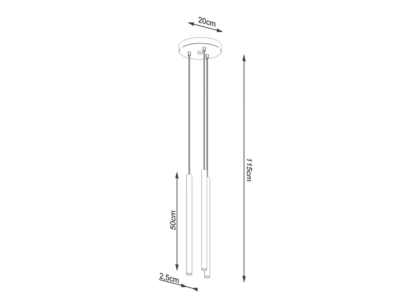 Outlet Sollux Lighting Lámparas colgantes Brill moderno de acero - 3 fuentes luminosas 3000K - L.20 x A.115 cm - Dorado