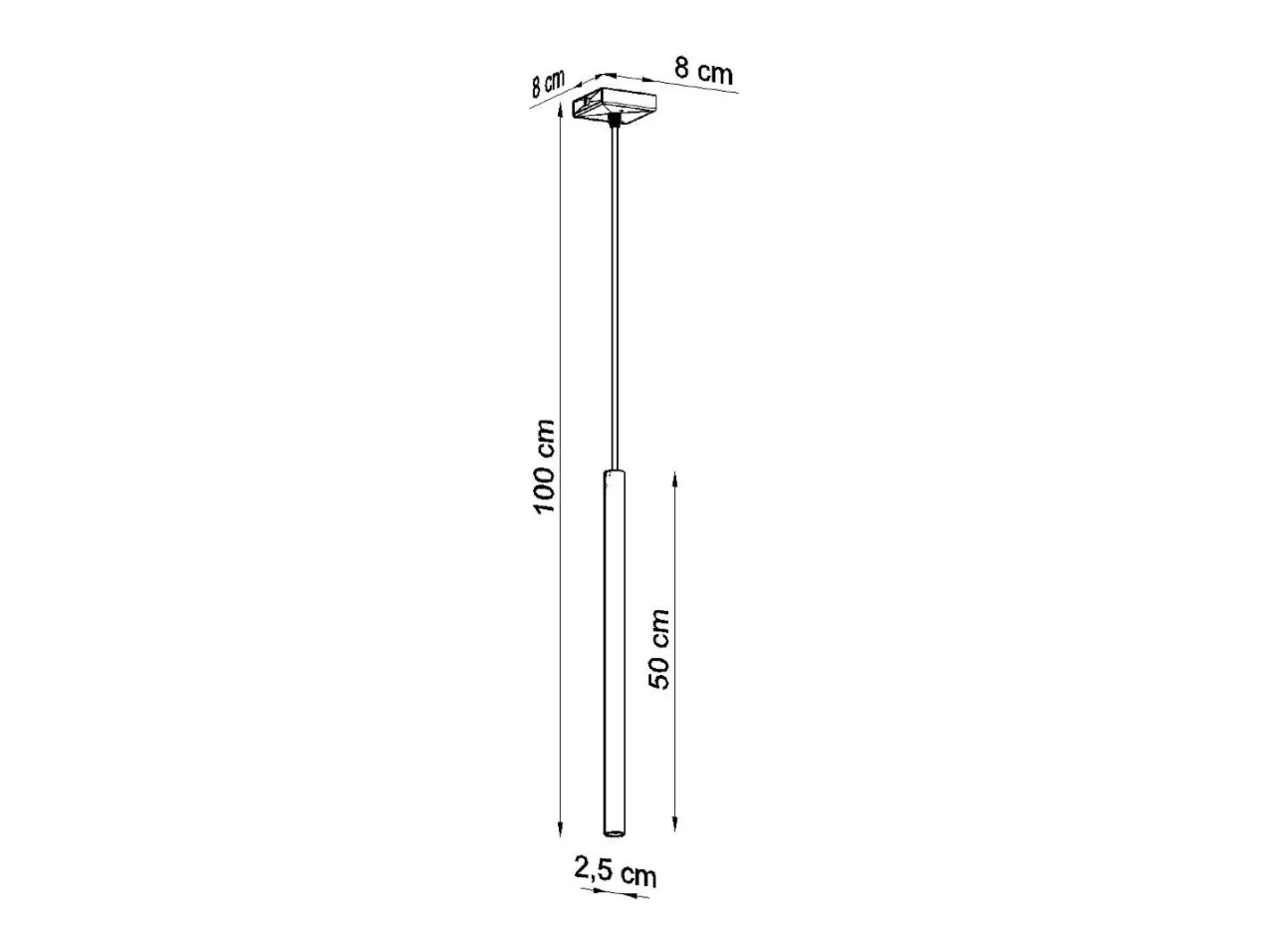 Sollux Lighting Lámparas colgantes Brill moderno de acero - 1 fuentes luminosas 3000K - L.8 x A.100 cm - Negro New