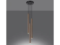 Sollux Lighting Lámparas colgantes Brill moderno de acero/madera - 3 fuentes luminosas 4000K - L.19,5 x A.115 cm - madera Color natural claro Online
