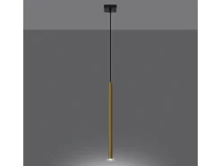 Best Sollux Lighting Lámparas colgantes Brill moderno de acero - 1 fuentes luminosas 4000K - L.8 x A.100 cm - brillo Dorado
