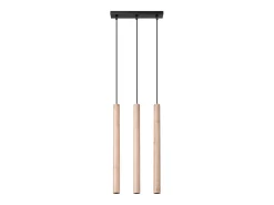 Discount Sollux Lighting Lámparas colgantes Brill moderno de acero/madera - 3 fuentes luminosas 4000K - L.30 x A.110 cm - madera Color natural claro