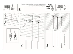 Sollux Lighting Lámpara Suspendida-Lámparas colgantes Brill moderno de acero - 3 fuentes luminosas 4000K - L.30 x A.90 cm - Blanco