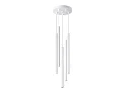 New Sollux Lighting Lámparas colgantes Brill moderno de acero - 5 fuentes luminosas 3000K - L.25 x A.110 cm - Blanco