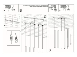 Sollux Lighting Lámpara Suspendida-Lámparas colgantes Brill moderno de acero - 5 fuentes luminosas 3000K - L.45 x A.90 cm - Negro