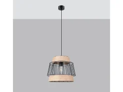 Sollux Lighting Lámpara Suspendida-Lámparas Colgantes Brilo Industrial De Cable De Acero - 1 Fuentes Luminosas - L.35 X A.137 Cm - Negro