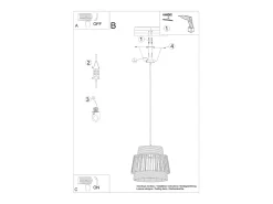 Sollux Lighting Lámpara Suspendida-Lámparas Colgantes Brilo Industrial De Cable De Acero - 1 Fuentes Luminosas - L.35 X A.137 Cm - Negro