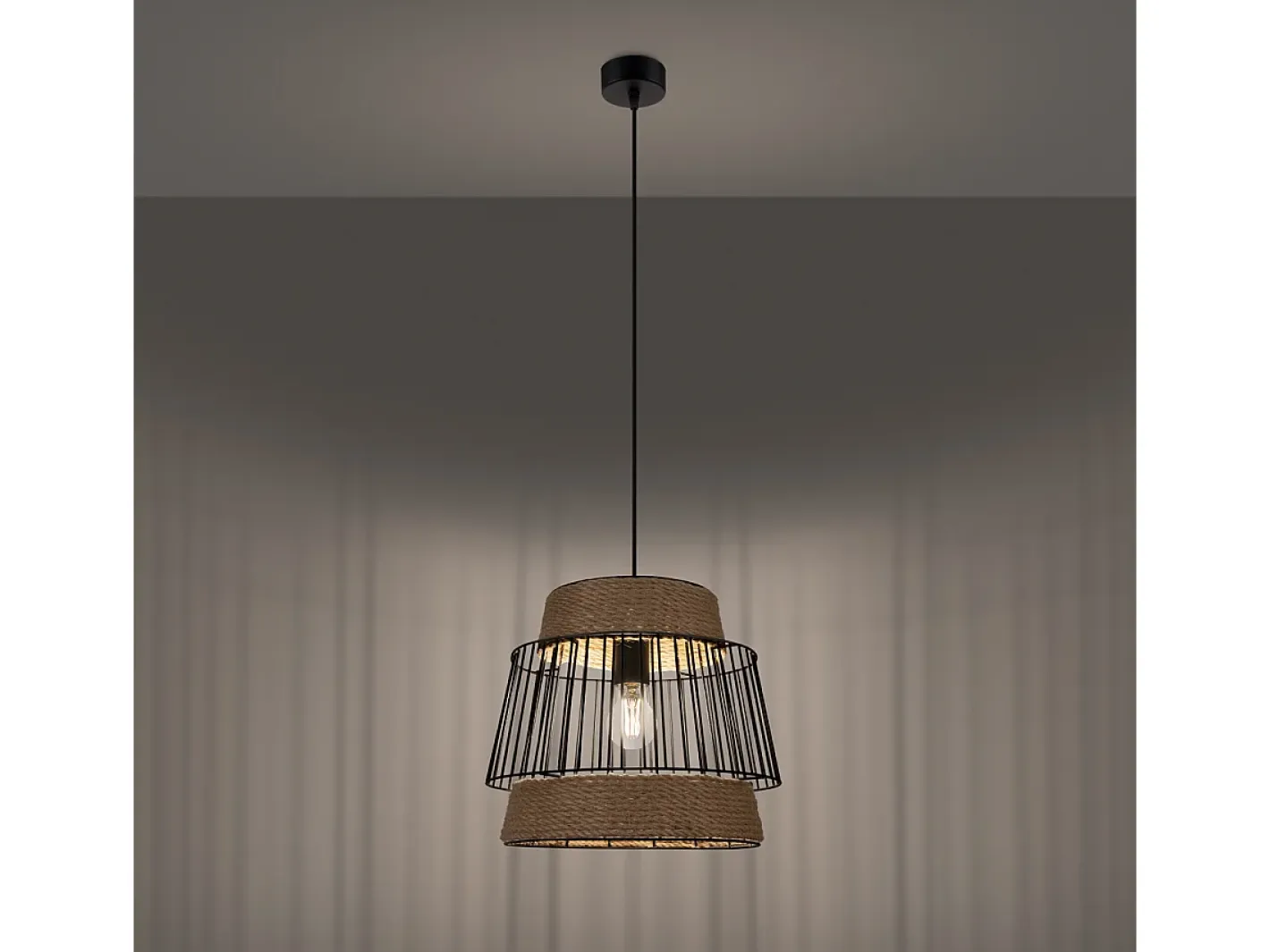 Sollux Lighting Lámpara Suspendida-Lámparas Colgantes Brilo Industrial De Cable De Acero - 1 Fuentes Luminosas - L.35 X A.137 Cm - Negro