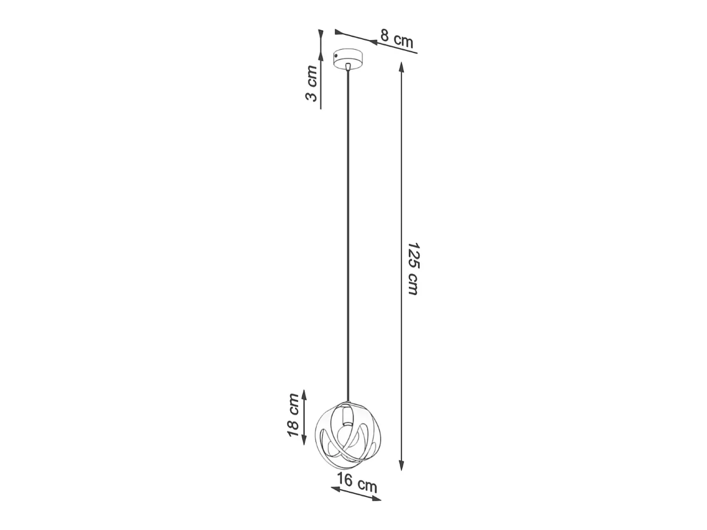 Sollux Lighting Lámpara Suspendida-Lámparas colgantes Brive moderno de acero - 1 fuentes luminosas 3000K - L.16 x A.125 cm - Blanco