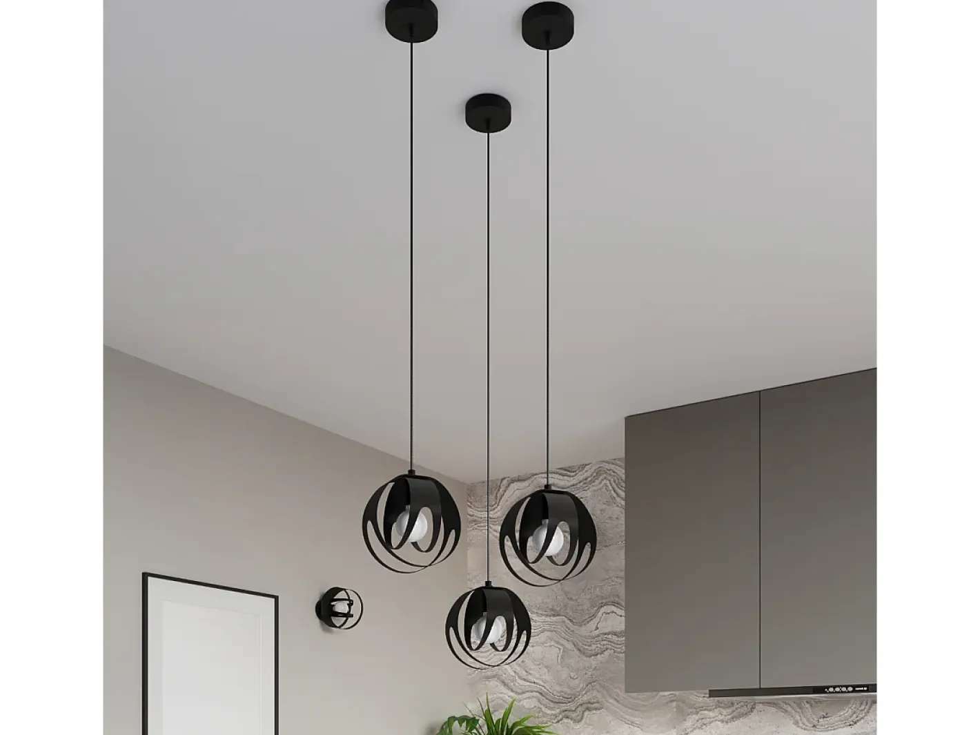 Sollux Lighting Lámpara Suspendida-Lámparas colgantes Brive moderno de acero - 1 fuentes luminosas 4000K - L.16 x A.125 cm - Negro