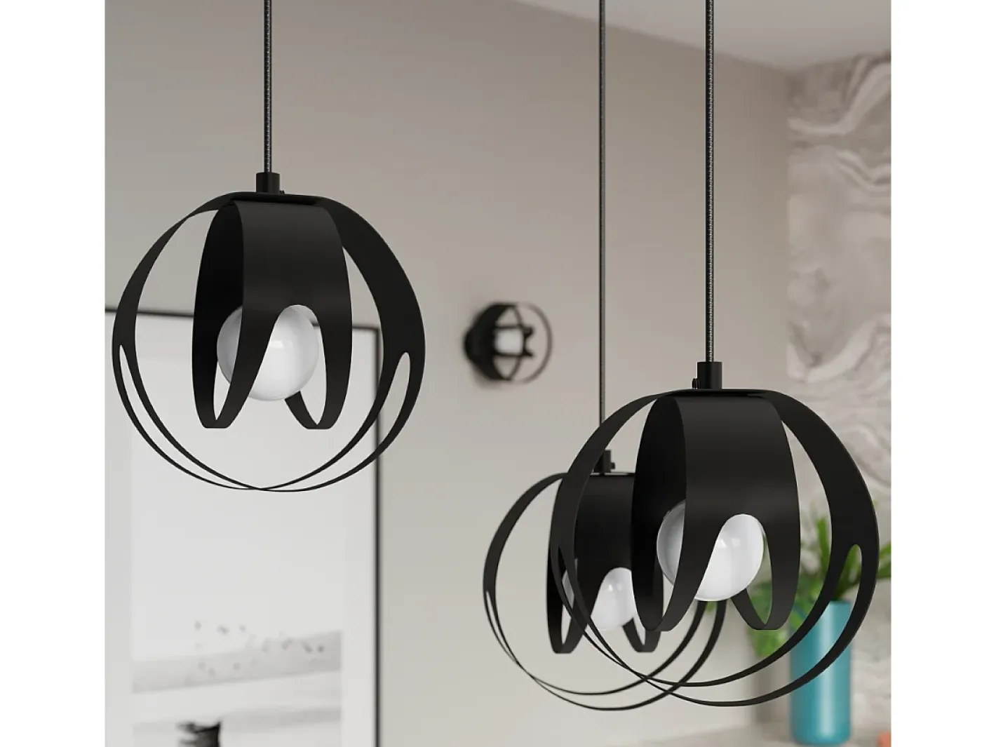 Sollux Lighting Lámpara Suspendida-Lámparas colgantes Brive moderno de acero - 1 fuentes luminosas 4000K - L.16 x A.125 cm - Negro