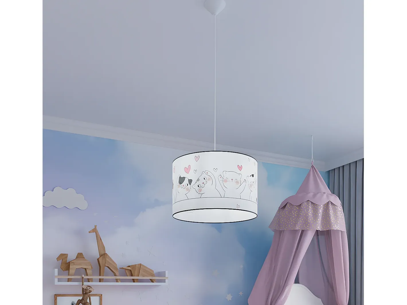 Online Sollux Lighting Lámparas Colgantes Cat Moderno De Cloruro De Polivinilo - 1 Fuentes Luminosas - L.40 X A.95 Cm - Multicolor Blanco / Multicolor
