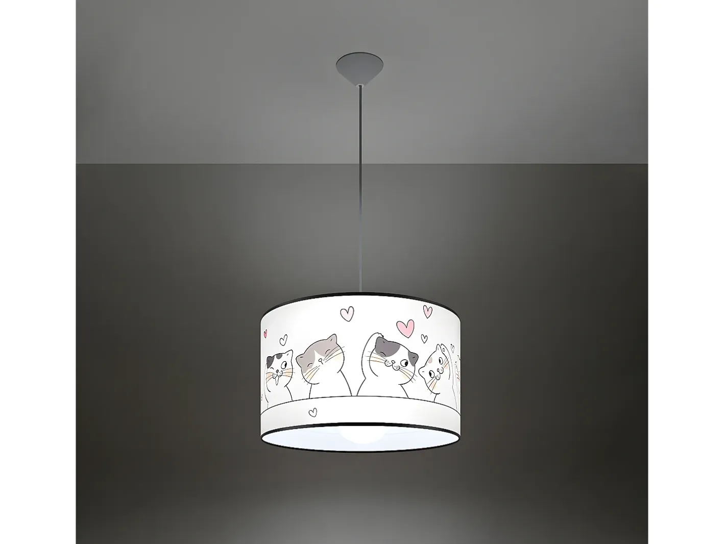Online Sollux Lighting Lámparas Colgantes Cat Moderno De Cloruro De Polivinilo - 1 Fuentes Luminosas - L.40 X A.95 Cm - Multicolor Blanco / Multicolor