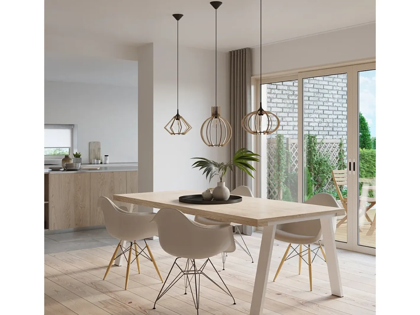 New Sollux Lighting Lámparas colgantes Citranova escandinavo de madera - 1 fuentes luminosas 3000K - L.28 x A.100 cm - madera natural Color natural claro