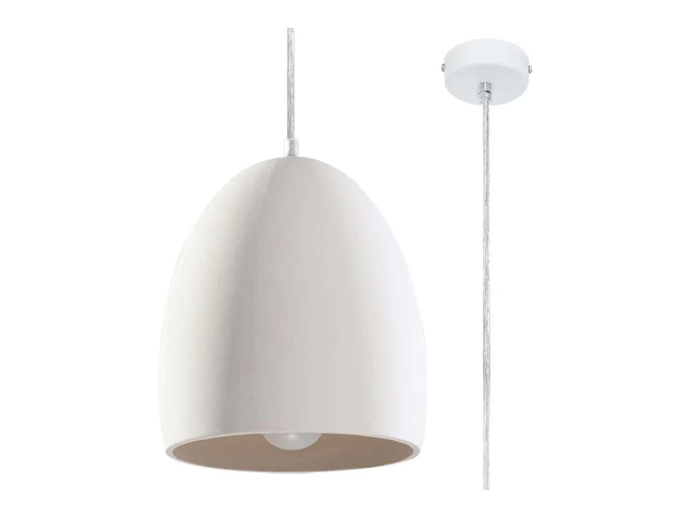 Outlet Sollux Lighting Lámparas colgantes Darow moderno de cerámica - 1 fuentes luminosas 4000K - L.30 x A.122 cm - Blanco