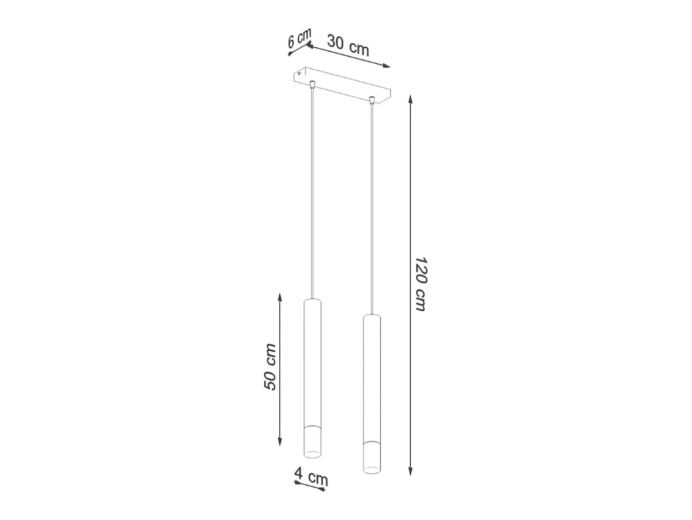 Sollux Lighting Lámpara Suspendida-Lámparas colgantes Eclim moderno de acero/vidrio - 2 fuentes luminosas 3000K - L.30 x A.120 cm - Negro