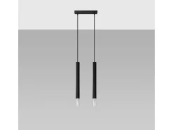 Sollux Lighting Lámpara Suspendida-Lámparas colgantes Eclim moderno de acero/vidrio - 2 fuentes luminosas 3000K - L.30 x A.120 cm - Negro