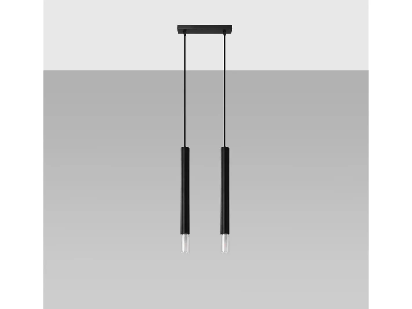 Sollux Lighting Lámpara Suspendida-Lámparas colgantes Eclim moderno de acero/vidrio - 2 fuentes luminosas 3000K - L.30 x A.120 cm - Negro