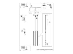 Best Sollux Lighting Lámparas colgantes Elara moderno de acero - 3 fuentes luminosas 4000K - L.20 x A.120 cm - Dorado