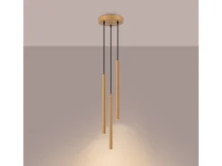 Best Sollux Lighting Lámparas colgantes Elara moderno de acero - 3 fuentes luminosas 4000K - L.20 x A.120 cm - Dorado