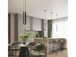 Sollux Lighting Lámpara Suspendida-Lámparas colgantes Elara moderno de acero - 1 fuentes luminosas 3000K - L.8 x A.120 cm - Negro