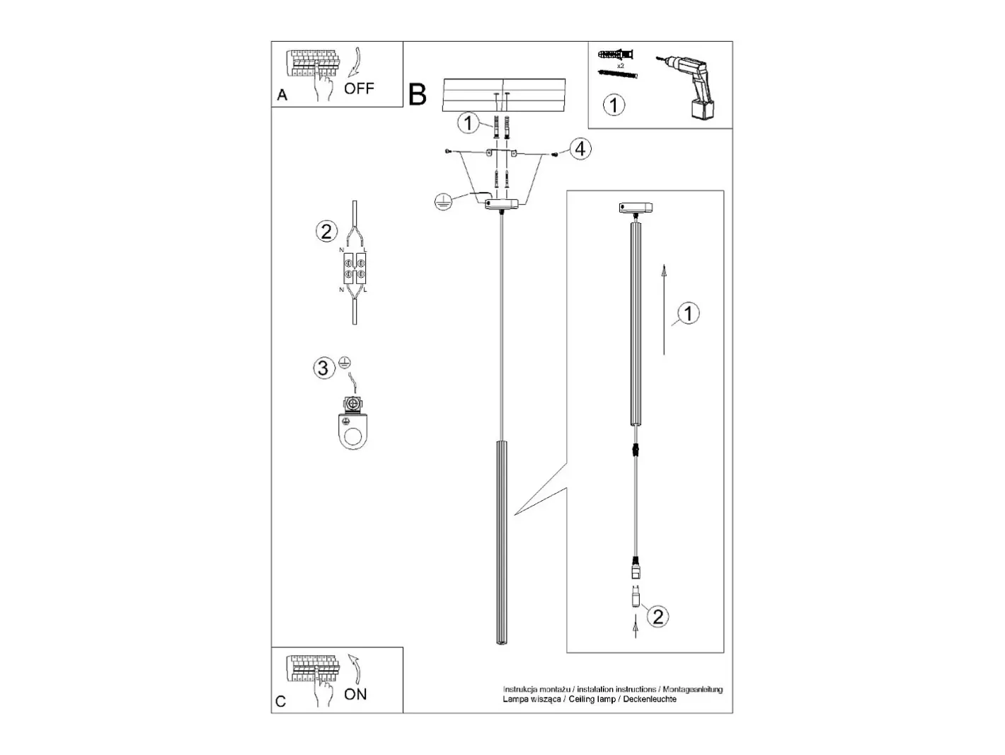 Sollux Lighting Lámpara Suspendida-Lámparas colgantes Elara moderno de acero - 1 fuentes luminosas 3000K - L.8 x A.120 cm - Negro