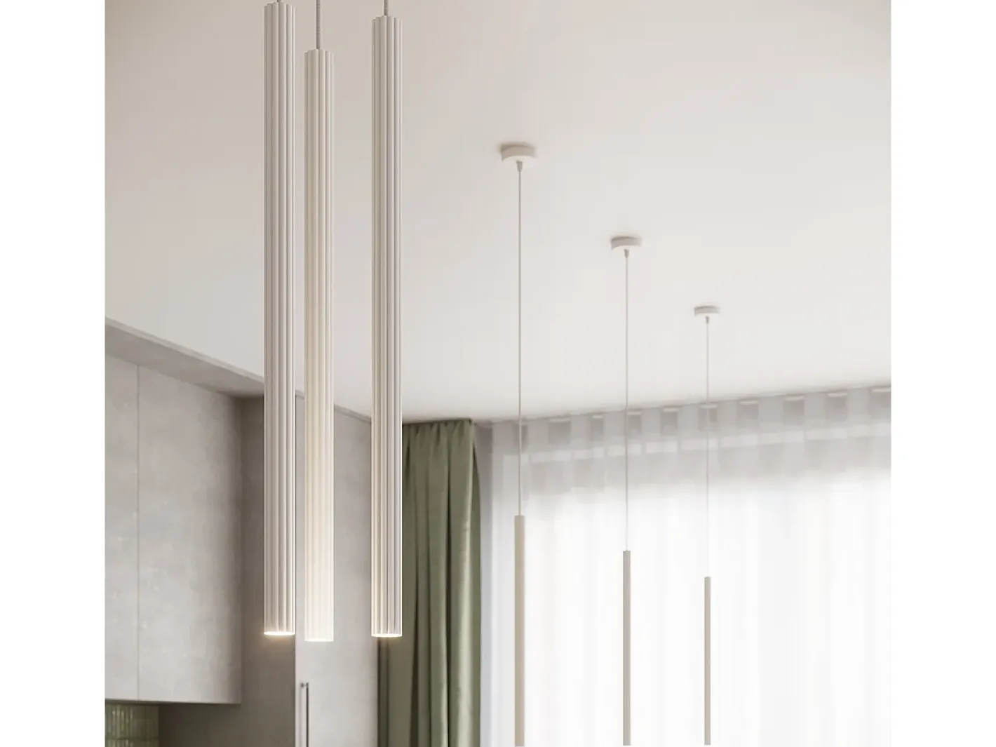 Sollux Lighting Lámpara Suspendida-Lámparas colgantes Elara moderno de acero - 3 fuentes luminosas 4000K - L.20 x A.120 cm - Blanco