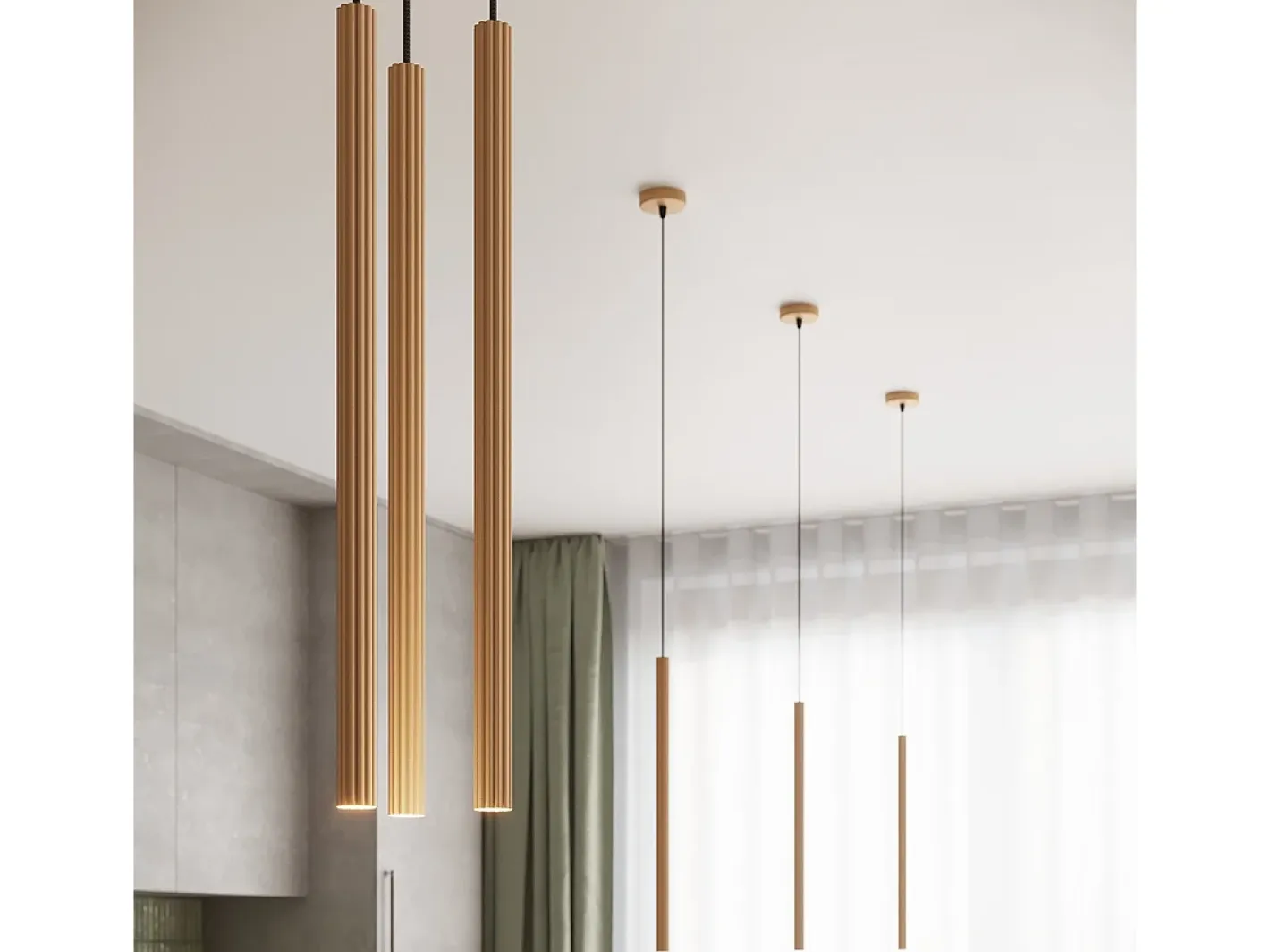 Sale Sollux Lighting Lámparas colgantes Elara moderno de acero - 3 fuentes luminosas 3000K - L.20 x A.120 cm - Dorado