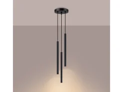 Sollux Lighting Lámpara Suspendida-Lámparas colgantes Elara moderno de acero - 3 fuentes luminosas 4000K - L.20 x A.120 cm - Negro