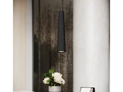 Discount Sollux Lighting Lámparas Colgantes Electra Desván De Concreto - 1 Fuentes Luminosas - L.8 X A.125 Cm - Negro