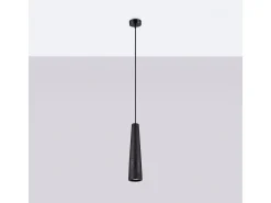 Discount Sollux Lighting Lámparas Colgantes Electra Desván De Concreto - 1 Fuentes Luminosas - L.8 X A.125 Cm - Negro