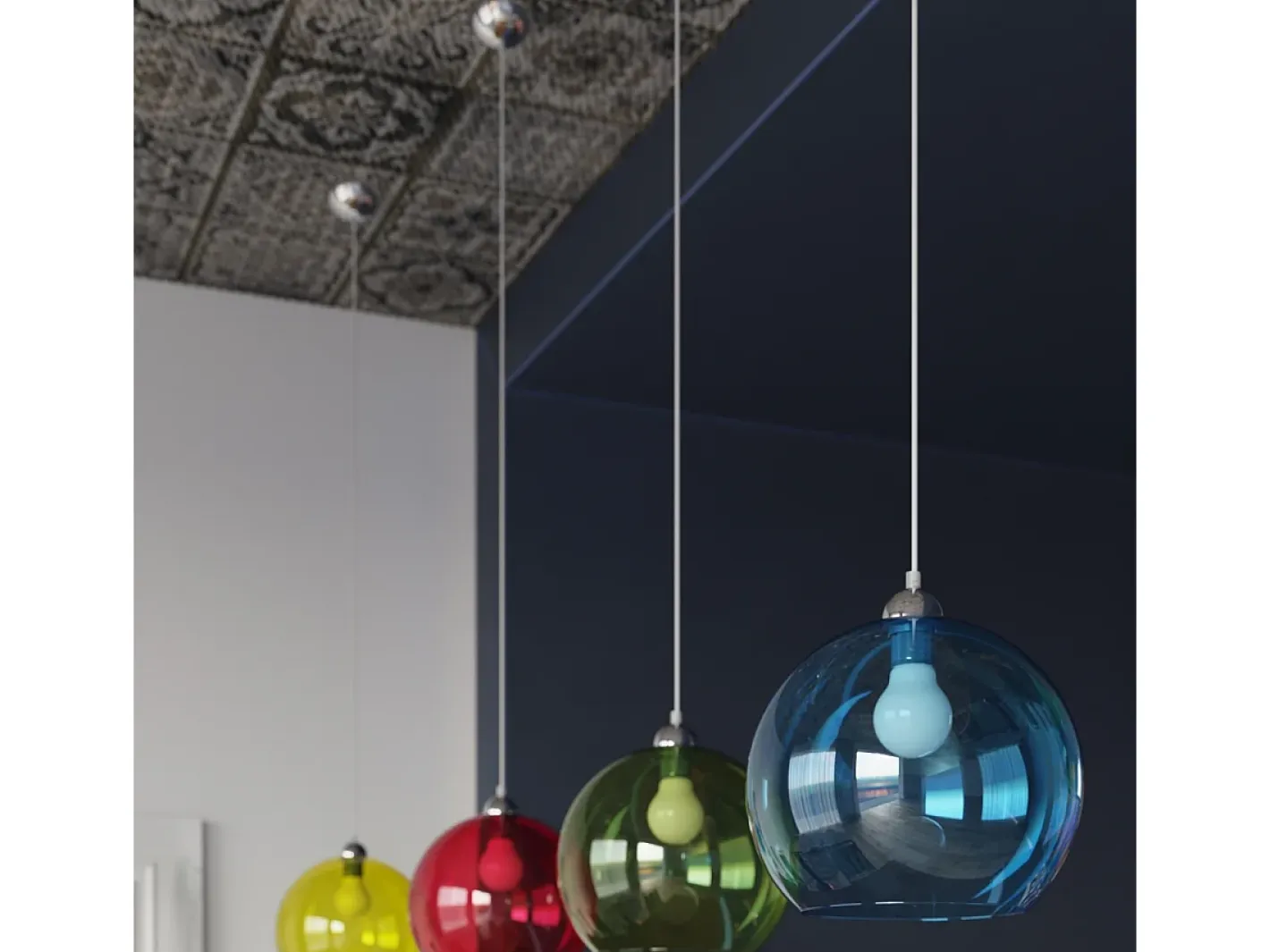 Sollux Lighting Lámparas colgantes Esfera minimalista de acero/vidrio - 1 fuentes luminosas 4000K - L.30 x A.120 cm - Transparente Sale