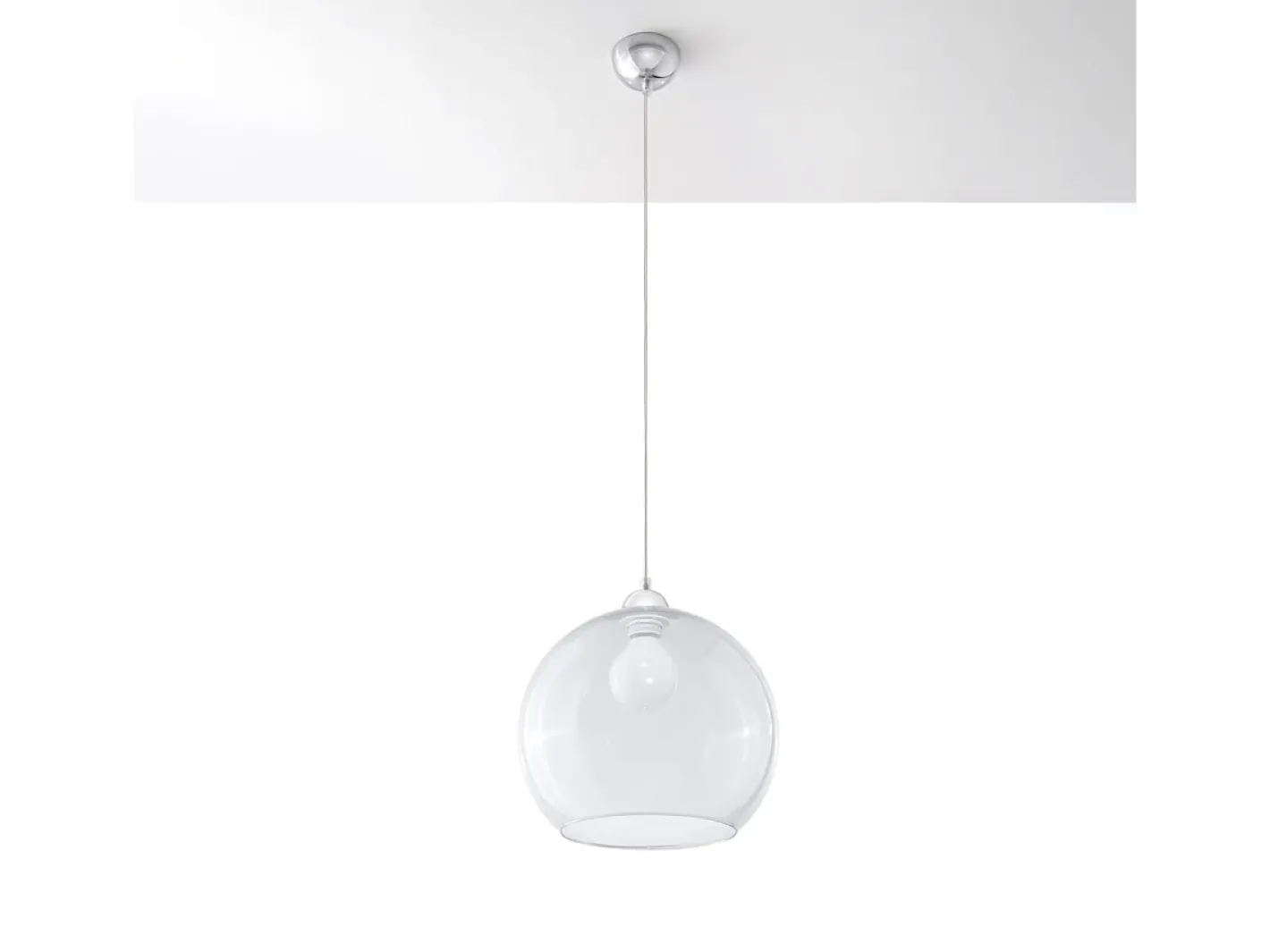 Hot Sollux Lighting Lámparas colgantes Esfera minimalista de acero/vidrio - 1 fuentes luminosas 3000K - L.30 x A.120 cm - Transparente