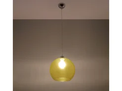 Sollux Lighting Lámparas colgantes Esfera minimalista de acero/vidrio - 1 fuentes luminosas 4000K - L.30 x A.120 cm - Amarillo Sale