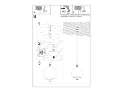 Sollux Lighting Lámparas colgantes Esfera minimalista de acero/vidrio - 1 fuentes luminosas 4000K - L.30 x A.120 cm - Amarillo Sale