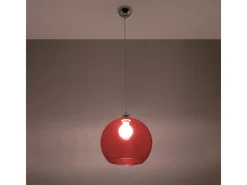 Sollux Lighting Lámparas colgantes Esfera minimalista de acero/vidrio - 1 fuentes luminosas 4000K - L.30 x A.120 cm - Rojo Clearance