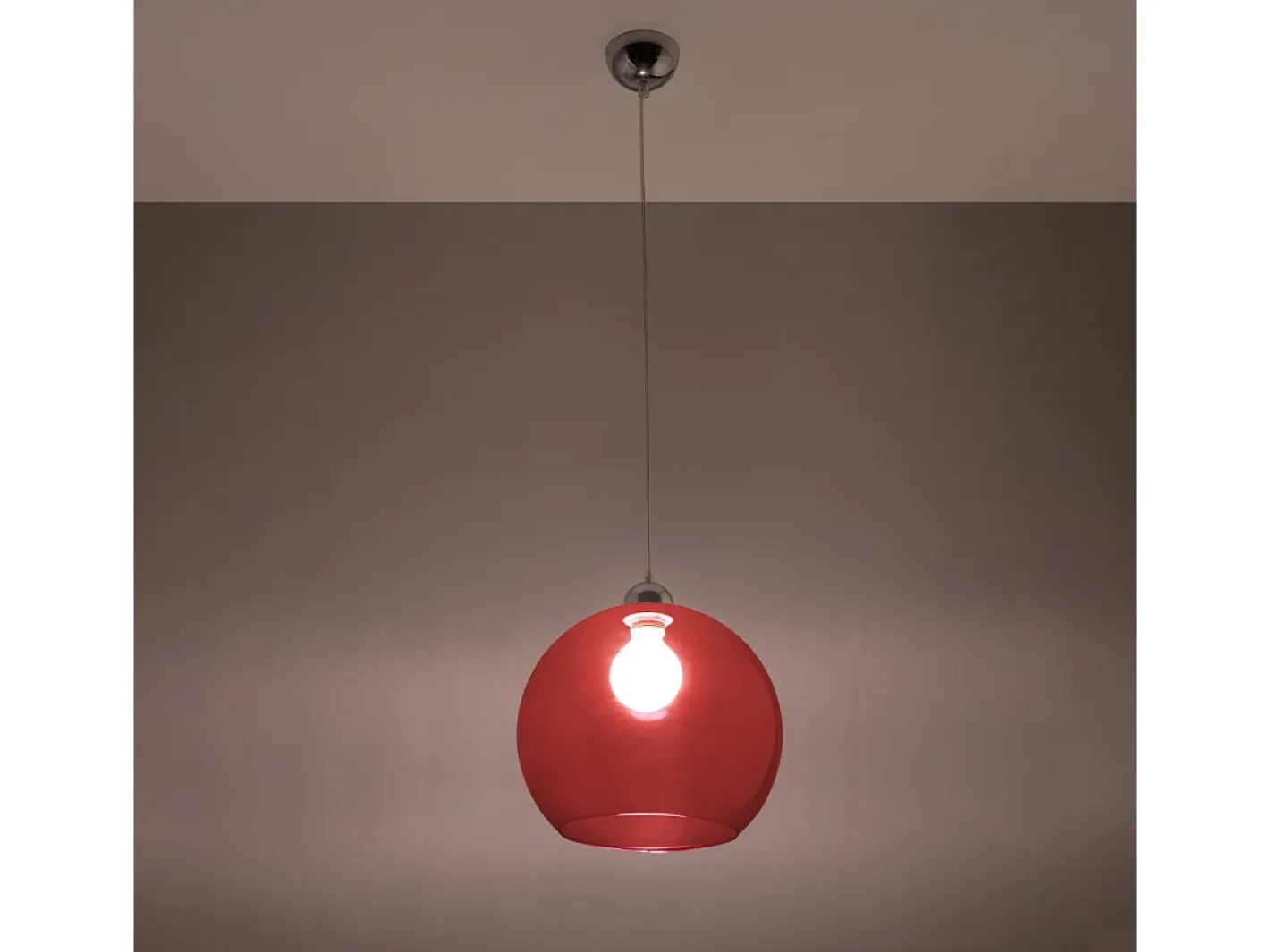 Sollux Lighting Lámparas colgantes Esfera minimalista de acero/vidrio - 1 fuentes luminosas 4000K - L.30 x A.120 cm - Rojo Clearance