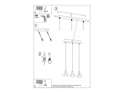 Clearance Sollux Lighting Lámparas colgantes Faldura moderno de acero - 3 fuentes luminosas 3000K - L.45 x A.120 cm - Negro