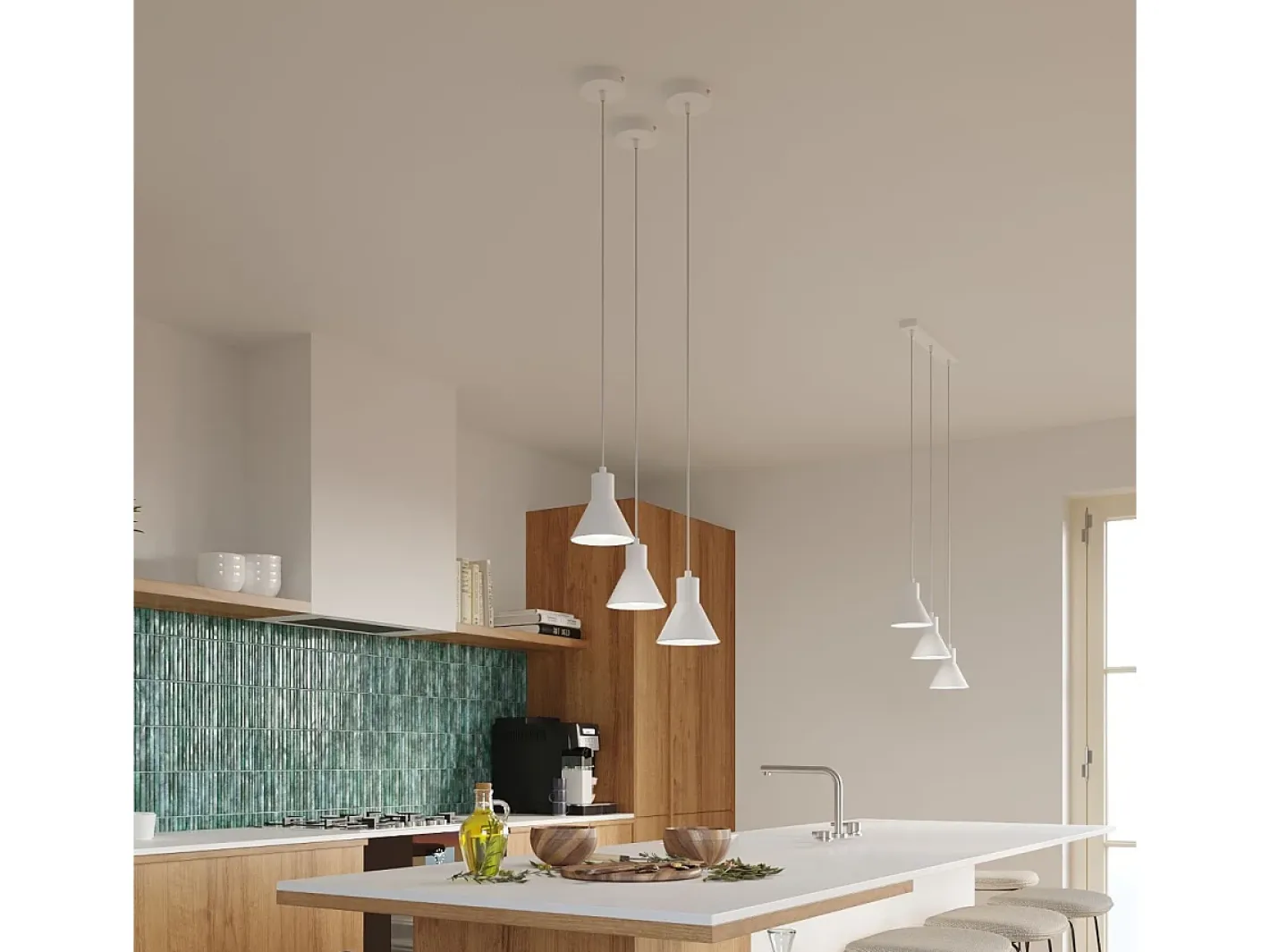 Clearance Sollux Lighting Lámparas colgantes Faldura moderno de acero - 1 fuentes luminosas 3000K - L.14 x A.120 cm - Blanco