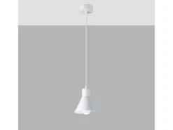 Clearance Sollux Lighting Lámparas colgantes Faldura moderno de acero - 1 fuentes luminosas 3000K - L.14 x A.120 cm - Blanco