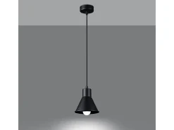 Sollux Lighting Lámpara Suspendida-Lámparas colgantes Faldura moderno de acero - 1 fuentes luminosas 4000K - L.14 x A.120 cm - Negro