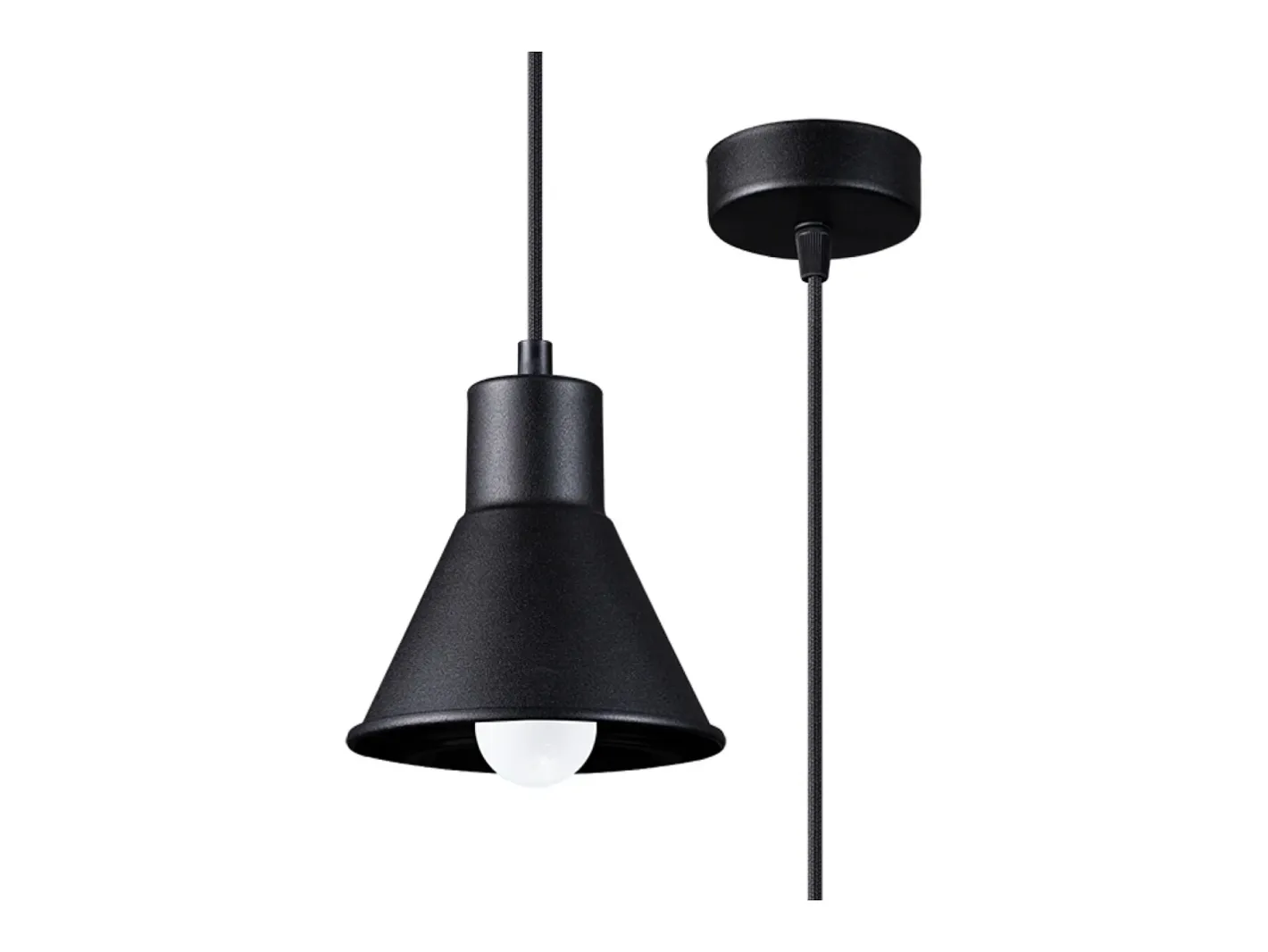 Sollux Lighting Lámpara Suspendida-Lámparas colgantes Faldura moderno de acero - 1 fuentes luminosas 4000K - L.14 x A.120 cm - Negro