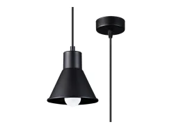 Sollux Lighting Lámpara Suspendida-Lámparas colgantes Faldura moderno de acero - 1 fuentes luminosas 3000K - L.14 x A.120 cm - Negro