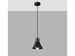 Sollux Lighting Lámpara Suspendida-Lámparas colgantes Faldura moderno de acero - 1 fuentes luminosas 3000K - L.14 x A.120 cm - Negro