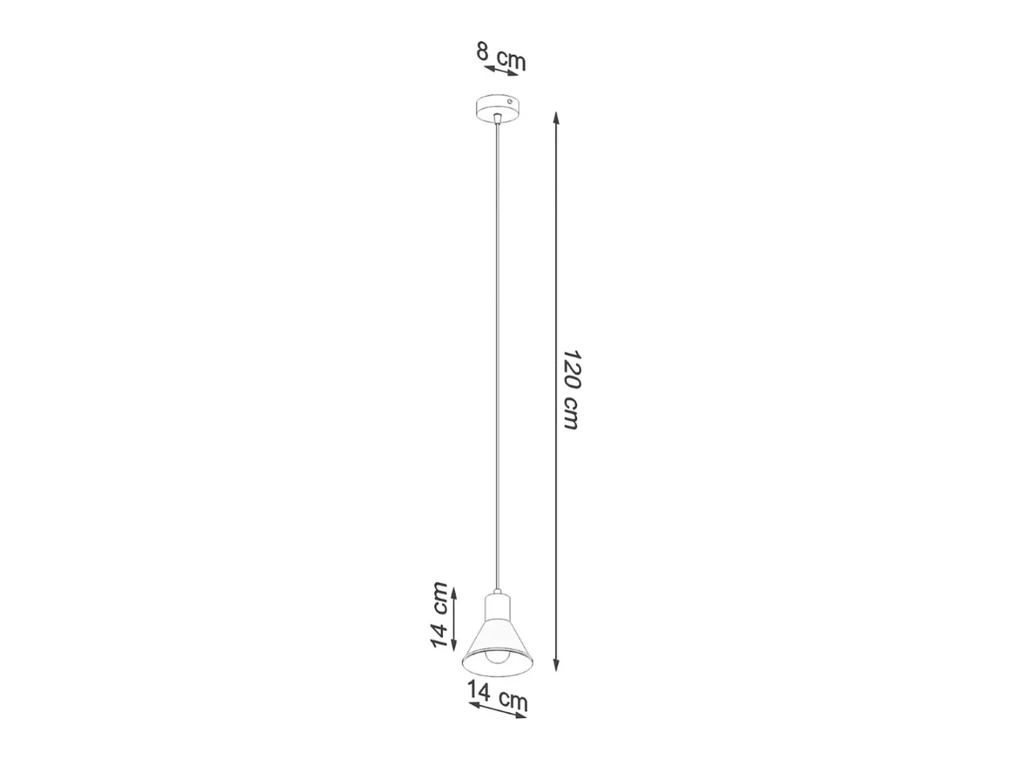 Sollux Lighting Lámpara Suspendida-Lámparas colgantes Faldura moderno de acero - 1 fuentes luminosas 3000K - L.14 x A.120 cm - Negro