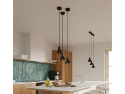 Sollux Lighting Lámparas colgantes Faldura moderno de acero - 3 fuentes luminosas 4000K - L.45 x A.120 cm - Negro Discount