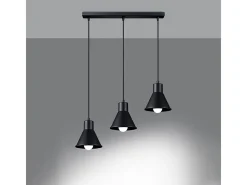 Sollux Lighting Lámparas colgantes Faldura moderno de acero - 3 fuentes luminosas 4000K - L.45 x A.120 cm - Negro Discount