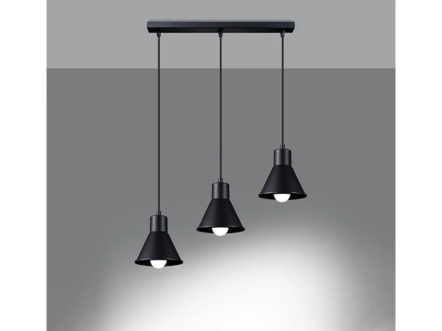 Sollux Lighting Lámparas colgantes Faldura moderno de acero - 3 fuentes luminosas 4000K - L.45 x A.120 cm - Negro Discount