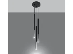 Sollux Lighting Lámparas colgantes Flar moderno de acero - 3 fuentes luminosas 4000K - L.20 x A.90 cm - /cromo Negro
