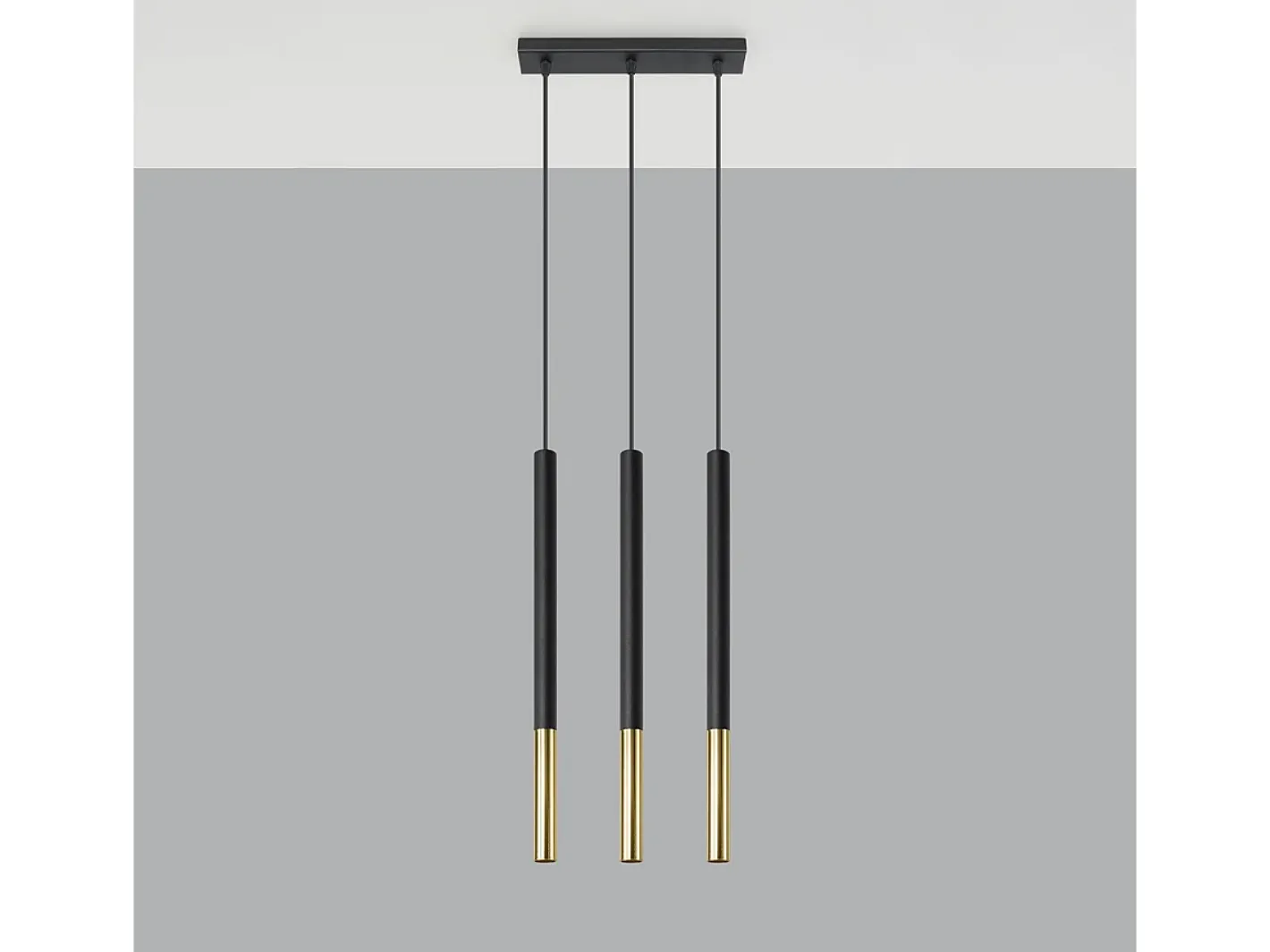 Sollux Lighting Lámpara Suspendida-Lámparas colgantes Flar moderno de acero - 3 fuentes luminosas 3000K - L.30 x A.90 cm - oro Negro